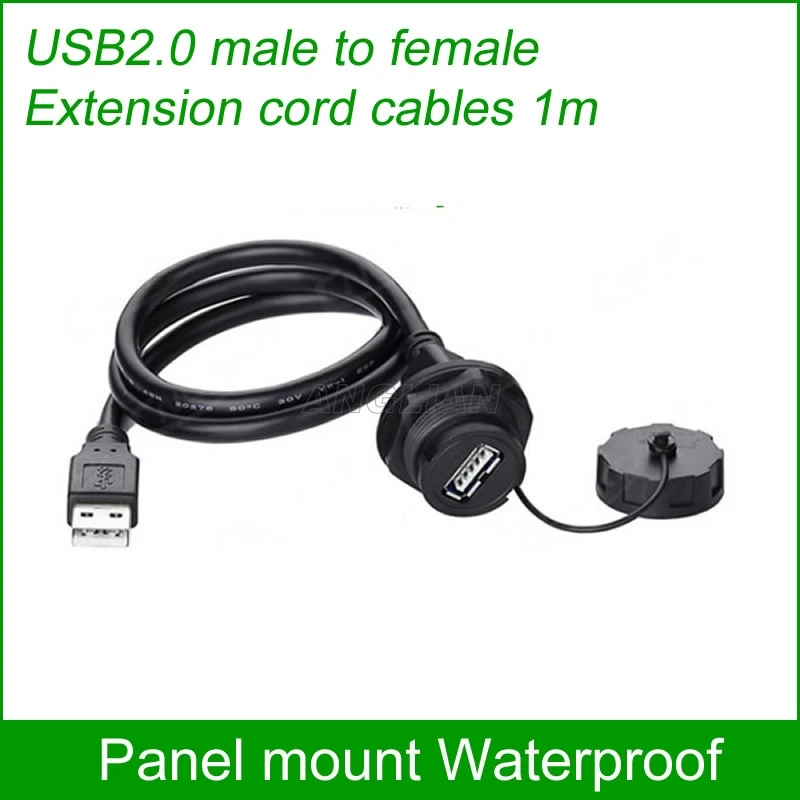 2.0 male to female USB гнездо штекер Адаптер для монтажа на панель USB 2,0 3,0 водонепроницаемый разъем IP67 удлинитель разъем с крышкой 1 блок - Цвет: 2.0 male to female