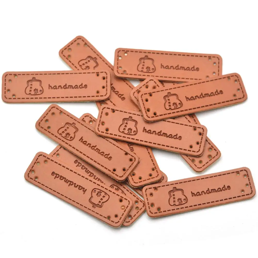 

KALASO Wholesale 30pcs Bag Handmade Labels Clothes Garment PU Leather Labels Hand Made Tags Jeans Bags Shoes Sewing Supplies