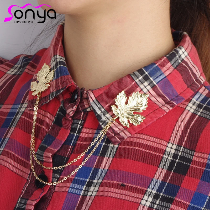 Винтажная брошь в виде кленового листа воротника с кисточками на булавке Модная