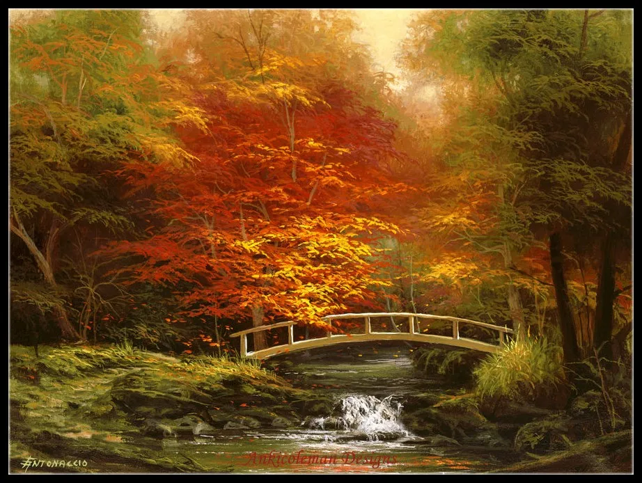 

Needlework for embroidery DIY DMC High Quality - Counted Cross Stitch Kits 14 ct Oil painting - Autumn's Bridge