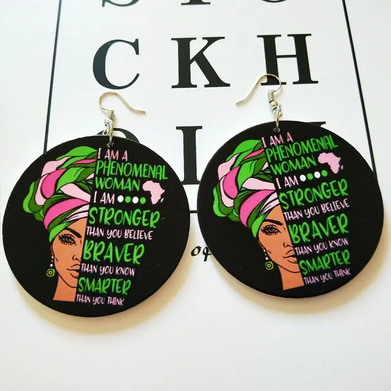 THRWELL преувеличивающие Африканский серьги глава узор Геометрический Круговой из