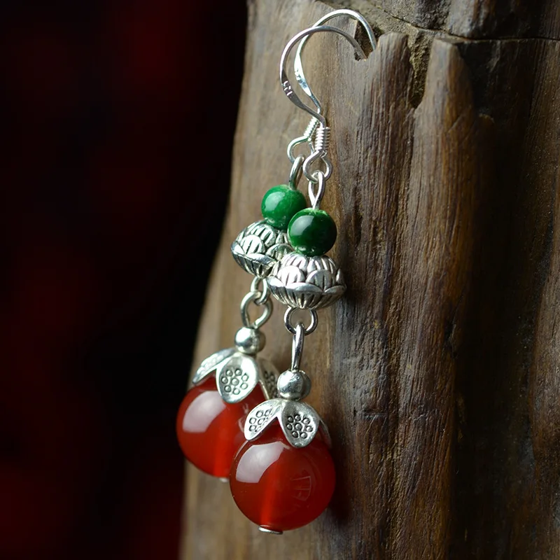 Ручная работа элегантные серьги цветок лотоса искусственная Бриллиантовая