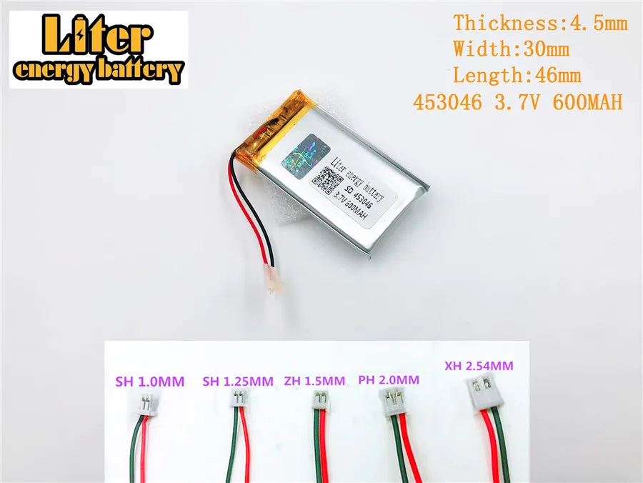 3 7 в 453046 600 мА/ч полимерная литиевая батарея для разъем MP3 MP4 MP5 GPS аккумуляторная |
