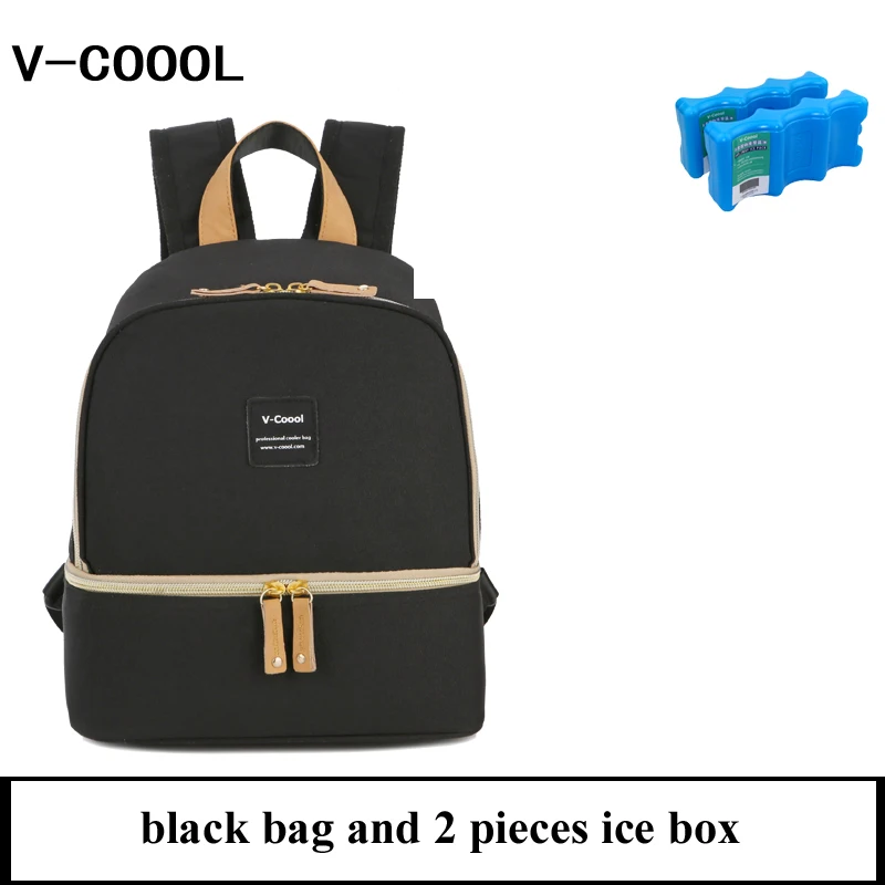 black and ice box V-COOOL изолированная сумка для детской бутылочки для беременных Кормление молока свежее хранение кормящих подгузников сумки терморюкзак DCO - Цвет: black and ice box