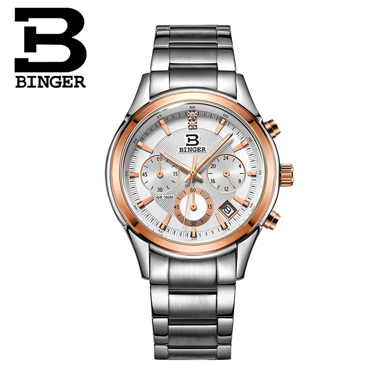 Часы мужские Кварцевые водонепроницаемые из нержавеющей стали с хронографом |