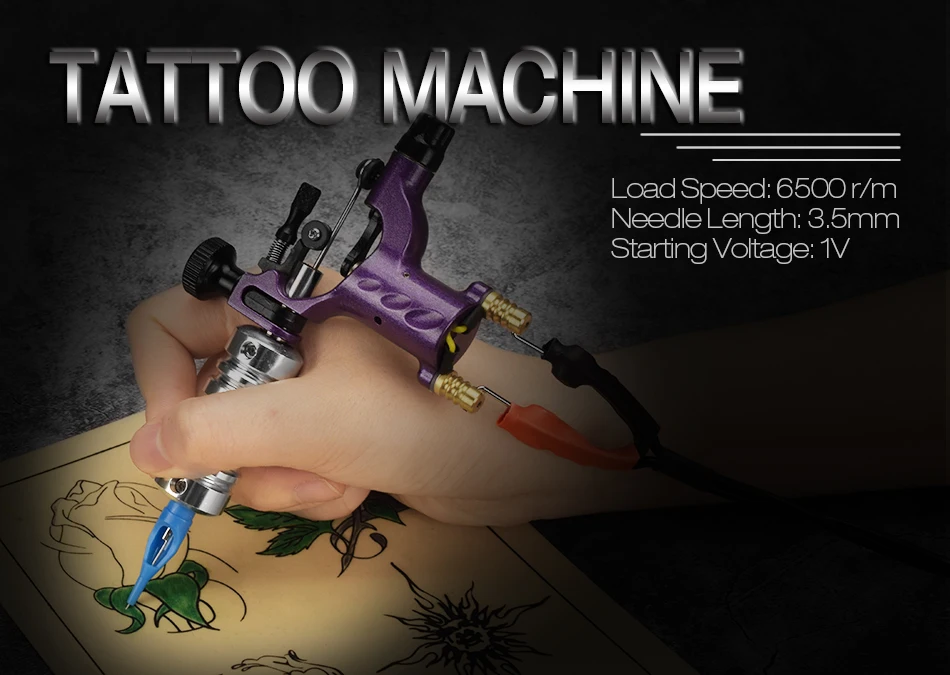 Фиолетовый Профессиональный набор татуировки Лучшие татуировки цена Cinta Grip Tatuaje Maquina De Tatuagem Completa Клип шнур
