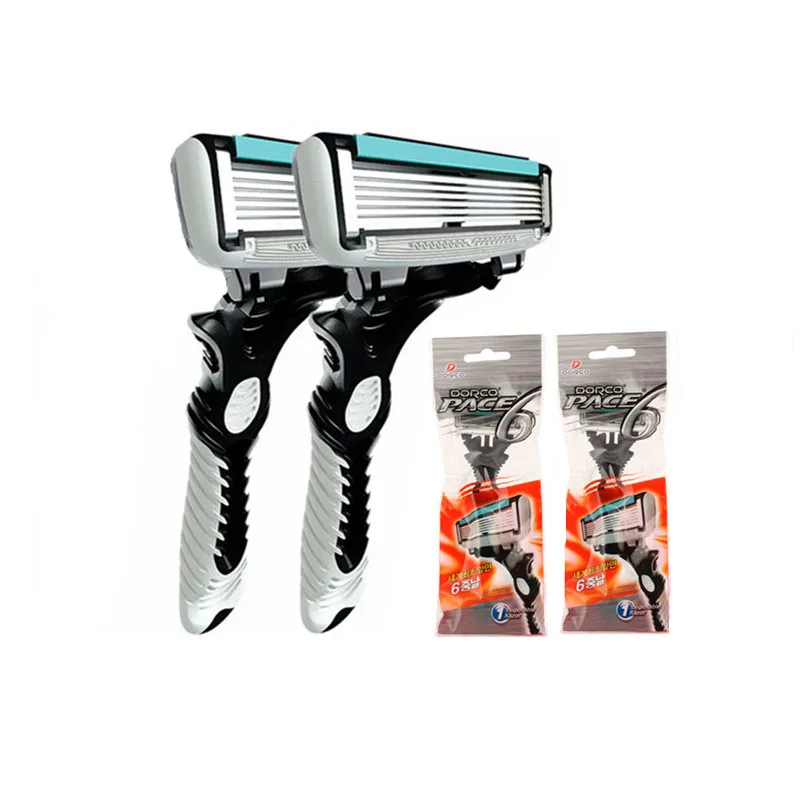 2 шт./лот высококачественные лезвия для бритвы мужчин 6 слоев кассеты бритвенное