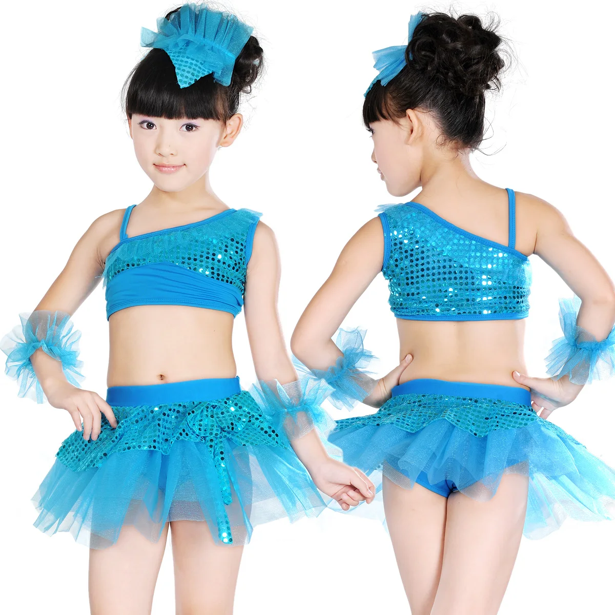 Детская Юбка для латинских танцев раздельная юбка костюм сцены с блестками