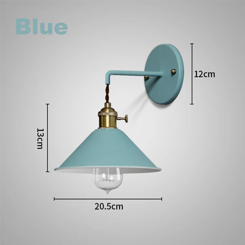 blue Современные прикроватные настенные светильники эдисон подсвечники спальня винтажная многоцветная ванная комната Чтение E27 Чистый медный светильник - Цвет абажура: blue