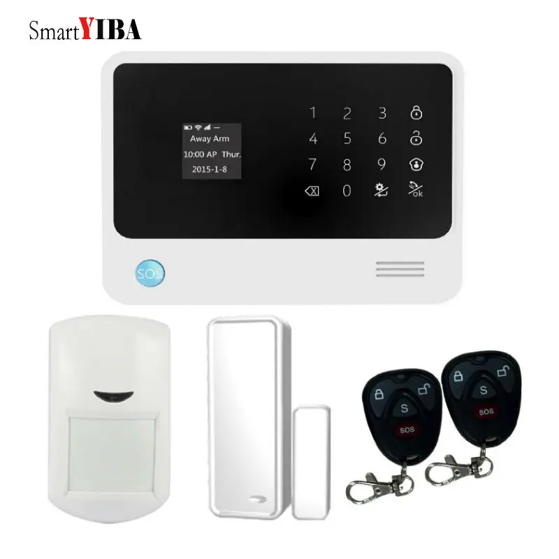 SmartYIBA wifi GSM SMS сигнализация комплекты ретранслятор сигнала ip-камера газовая сигнализация датчик дыма Pet PIR/Стекло Датчик разбития Alarmes для опции - Цвет: G90B02