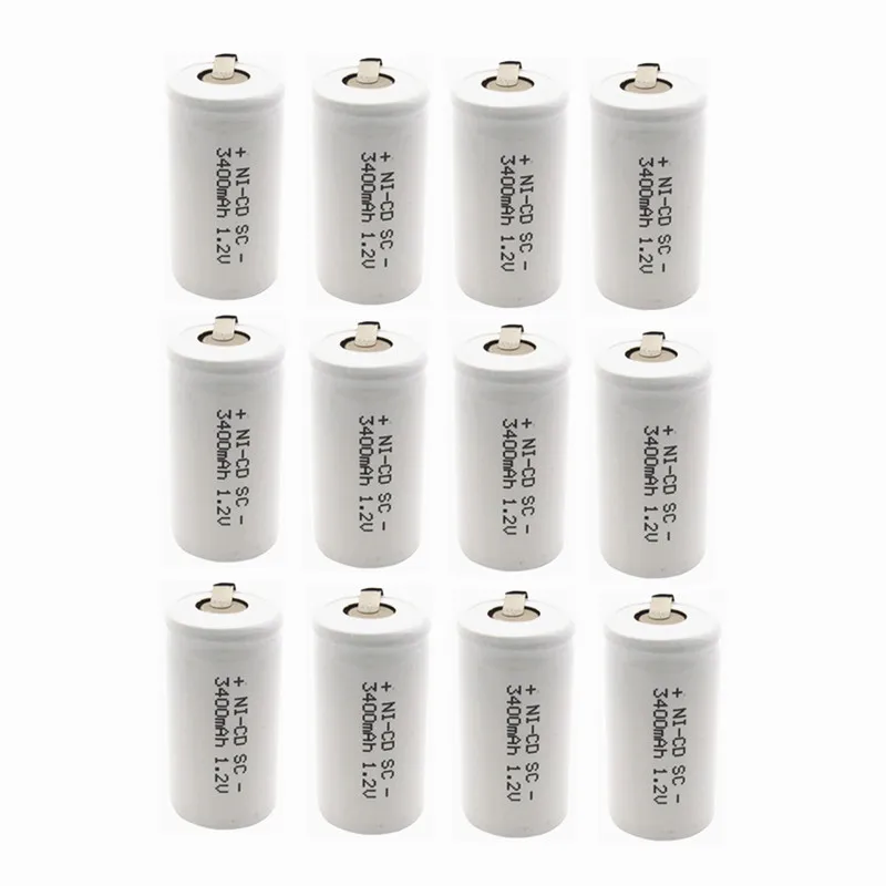 12 шт. SC батарея Ni-CD 3400mah аккумуляторная Замена 1 2 V с tab A расширение батареи NI CD |