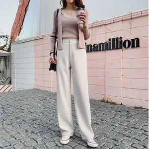 Женские широкие брюки HziriP, элегантные однотонные брюки с высокой талией для офиса и работы, 2019