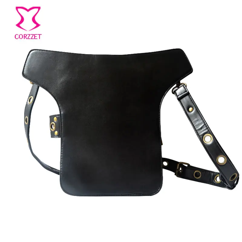 Черная Готическая поясная сумка из искусственной кожи с заклепками в стиле