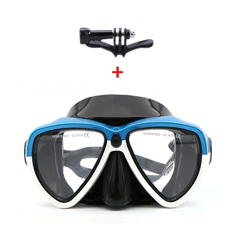 Mask blue Профессиональная маска для дайвинга, подводное плавание, очки для плавания, сухая трубка, набор для мужчин и женщин, анти-туман, очки для дайвинга, для камеры - Цвет: Mask blue