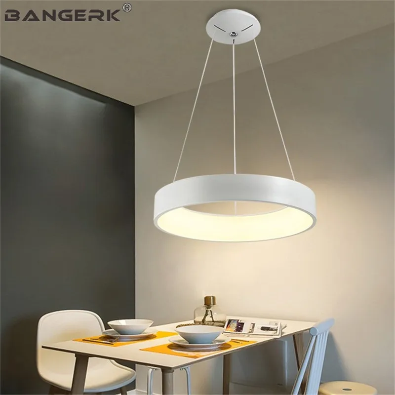 

Creative Ring Lamp Modern LED Pendant Light Dimming Iron Acrylic Hanging Lamps Pendant Lighting Home Decor Droplight Fixtures