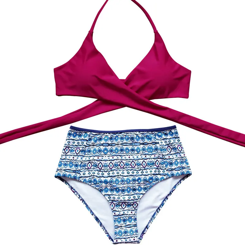 Новинка бикини с перекрестными ремешками сексуальный купальник высокой талией
