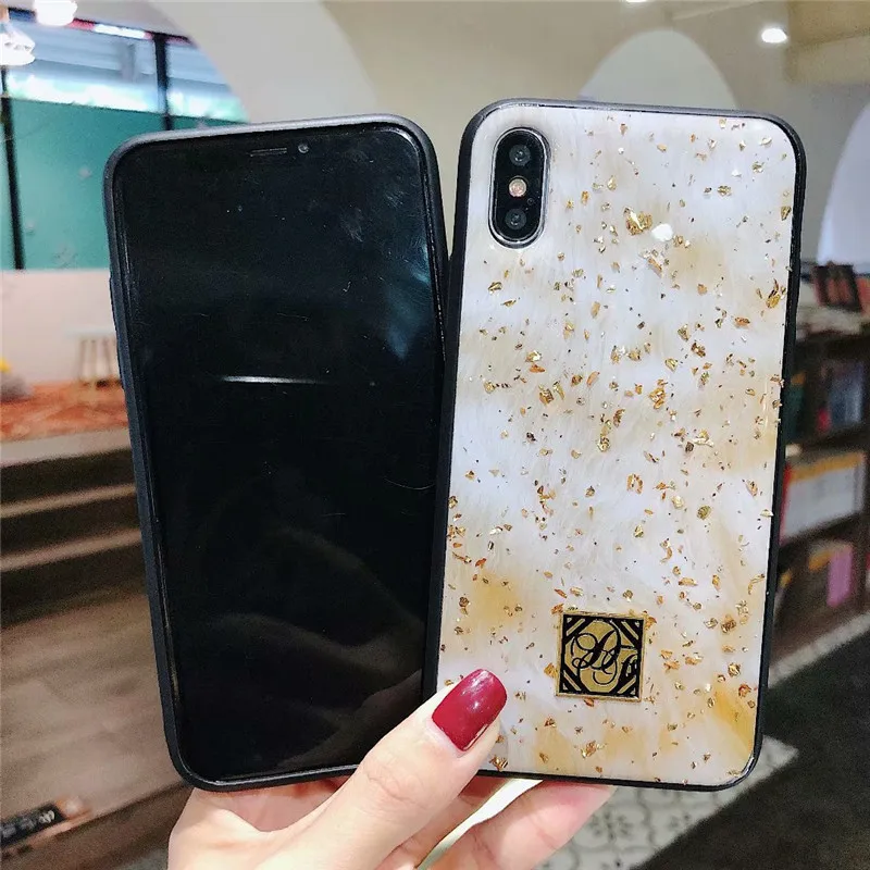 Для iphone x accesorios 7 8 10 X XR XS Поддержка под мрамор road золотой фольги эпоксидной carcasa
