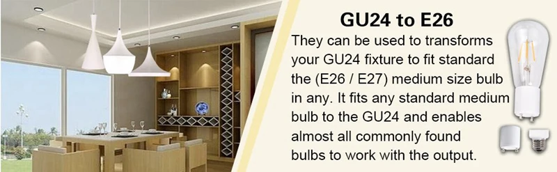 CLAITE 2 шт. GU24 для E27/E26 основание светильника огнеупорные патрон переходник преобразователь Белый светодиодный свет лампы адаптер держатель гнезда