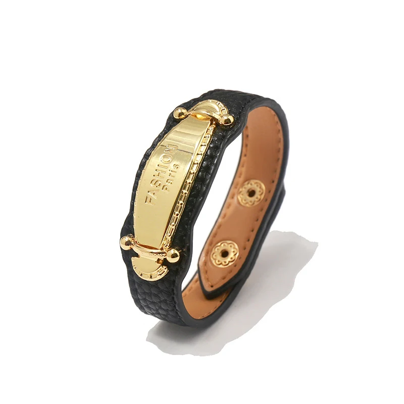 Black High Quality 10 Color Kelly Punk Style PU Leather Bracelet For Men Women Brand Jewelry Gift - Окраска металла: Black