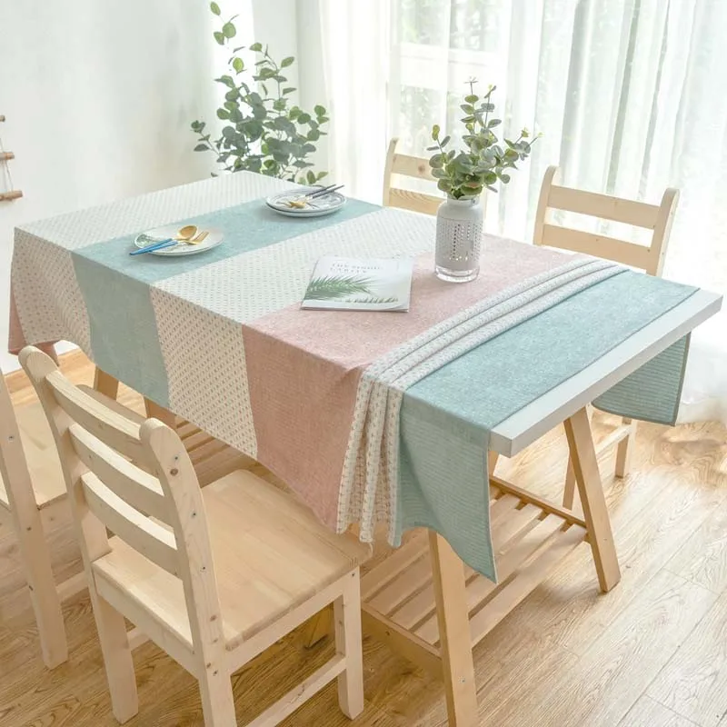 Европейская зеленая кухонная Водонепроницаемая скатерть в полоску