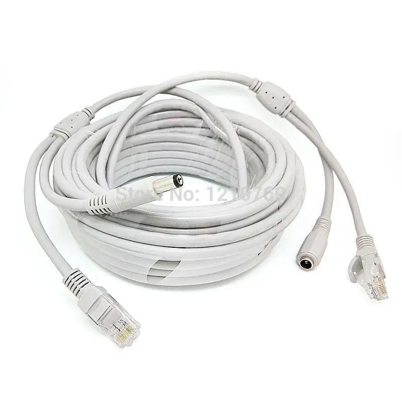 15 м/49 футов CCTV сетевой кабель RJ45 + DC мощность CAT5/CAT-5e Расширение Ethernet для NVR системы