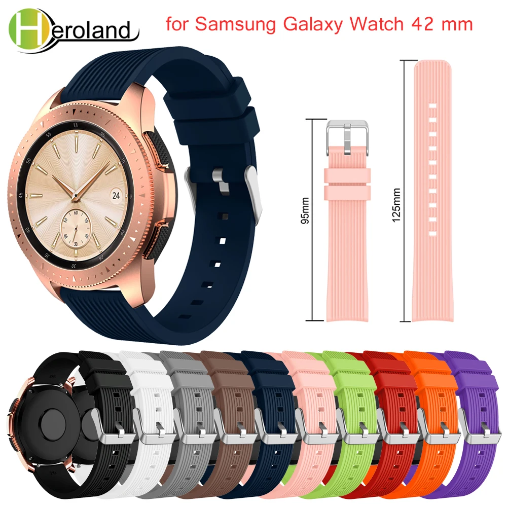 

20mm Silicone Watchband For Samsung Galaxy Watch 42mm Replacement smart watchstrap for Samsung Gear S2 Bracelet stripe 2018 new