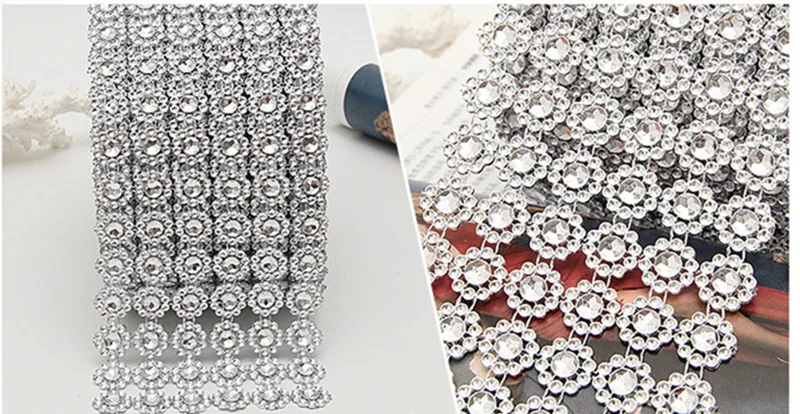 91 см Цветок Алмаз Bling Кристалл лента обёрточная бумага Отделка DIY Свадебные украшения дома аксессуары украшения торта вечерние принадлежности
