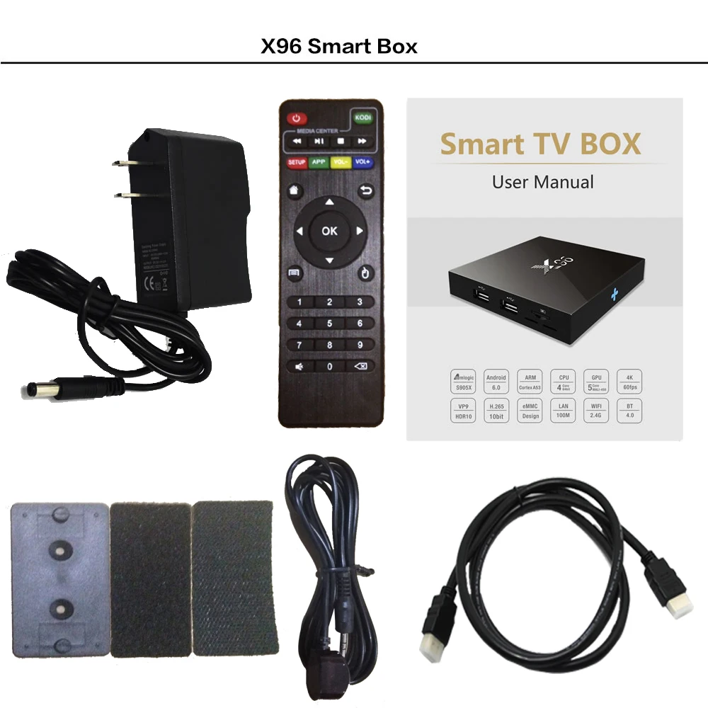 X96 Android TV Box IPTV четырехъядерный процессор Amlogic S905X RAM 1 ГБ/2 Гб ROM 8 ГБ/16 ГБ встроенный