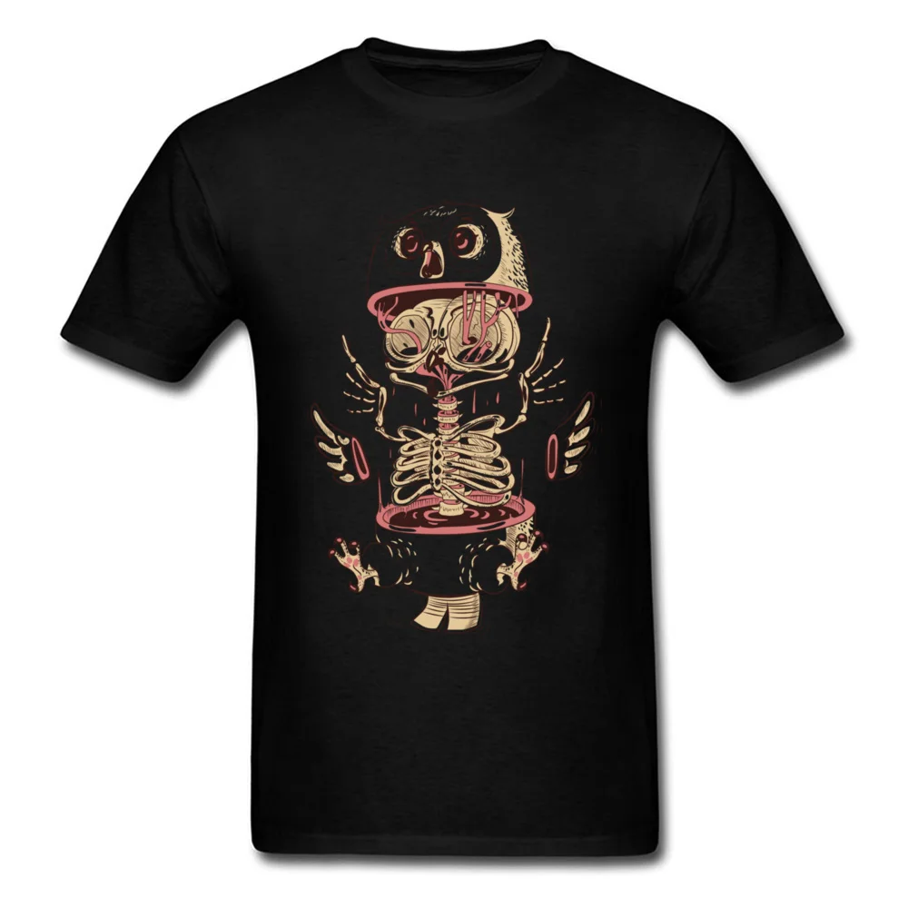 Короткая мужская футболка из Польши футболки с изображением совы и черепа белая