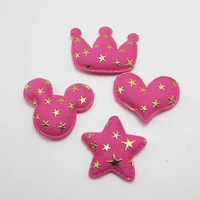30pcs denim bronzing heart mickey and star padded patches appliques for clothes sewing supplies diy hair bow decoration
