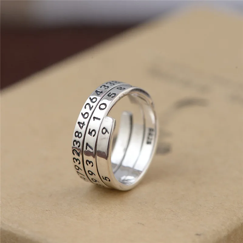 BESTLYBUY 100% Настоящее серебро 925 пробы ювелирные изделия Ретро стиль цифровое кольцо