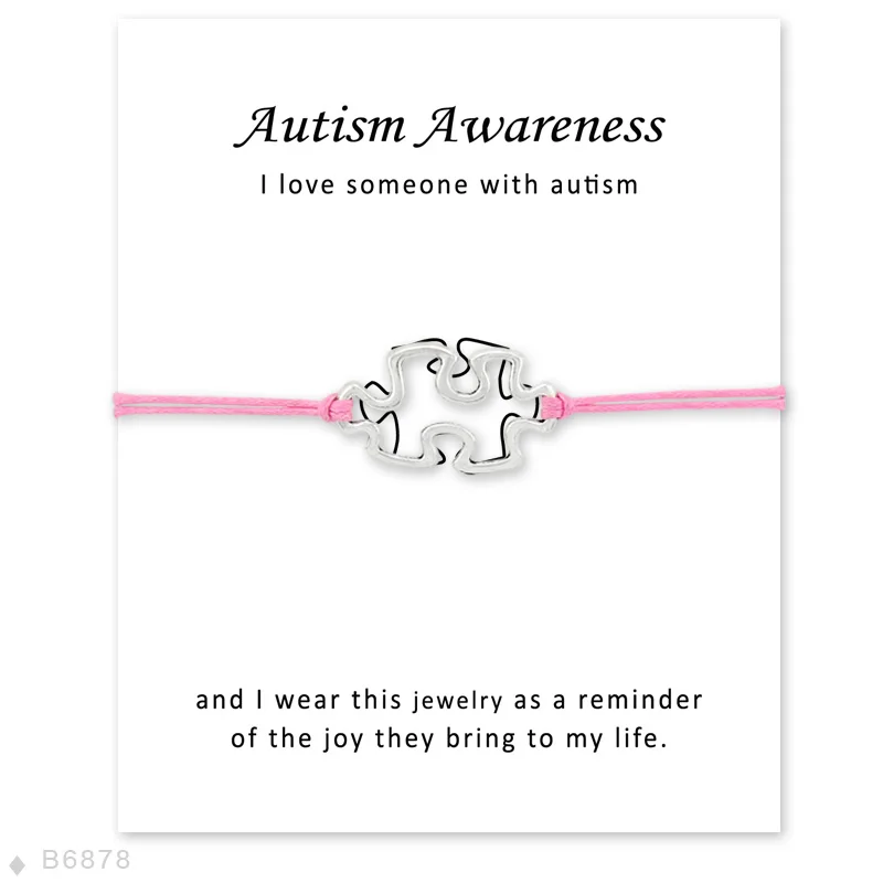 Браслет с подвеской в виде серых коричневых синих восковых шнурков|autism awareness|bracelet