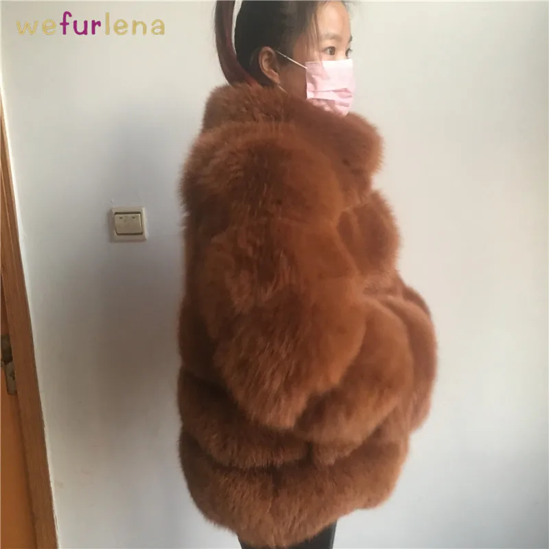 2018 Welfurlena 60cm Wide-waisted Real Fox Fur Thick Coat Winter Warm Solid Genuine Jacket Fashion Women Natural Overcoat New | Женская