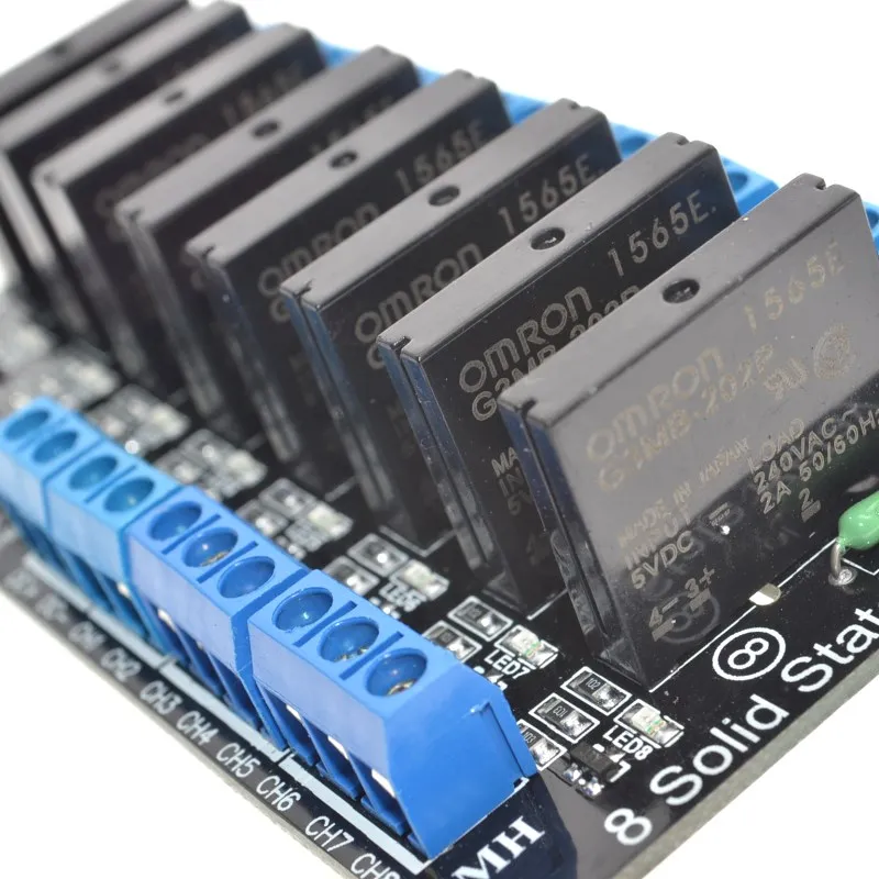 Free Shipping 5V 8-Way High Level Trigger Solid State Relay Module with Fuse Arduin 250V2A | Электронные компоненты и