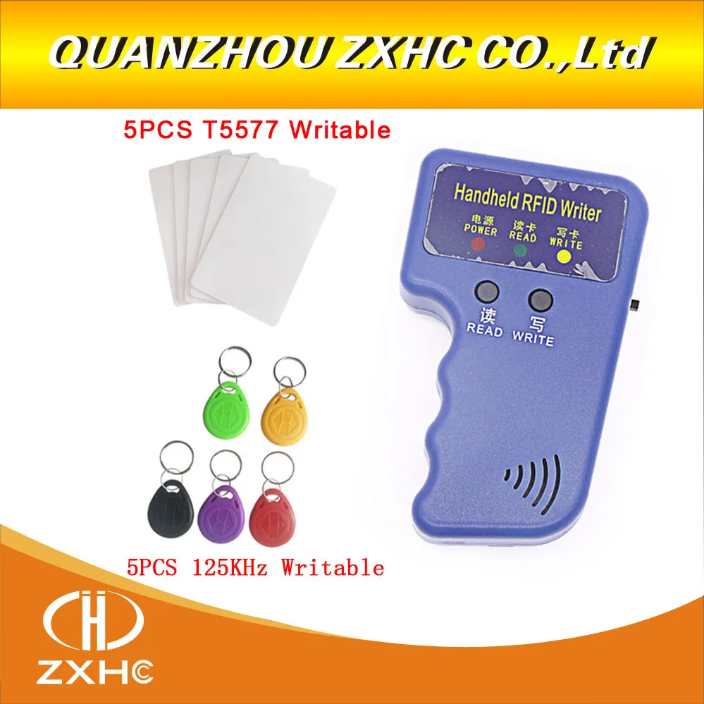 Ручной 125 кГц EM4100 RFID Копир писатель Дубликатор Программист ридер и T5577 перезаписываемый ID Брелоки метки карты T5577