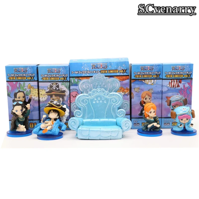 One Piece 20th Anniversary Luffy Zoro Sanji Nami Chopper Usopp Brook Franky Q Version Mini PVC Figure Toys 5pcs/set | Игрушки и хобби