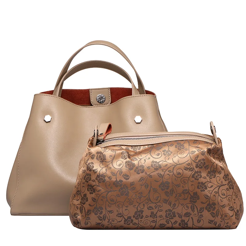 

100% Genuine Leather Tote Shoulder Bag Summer Women Handbag Bucket Ladies Purse Casual Shopping Bag Satchel Capacity Tote Bolsos