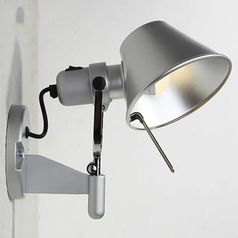 Алюминиевый Поворотный абажур в скандинавском стиле с цоколем E27 прикроватный