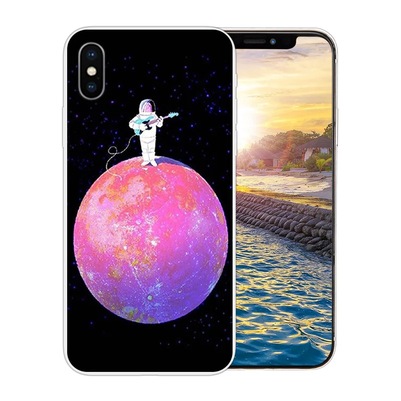 for iPhone X 10 Phone Cases Clear Soft Silicone Apple 6 6s 7 8 Plus Matte TPU Space World Pattern 5S 5C SE Coque |