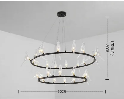 28 lights black Скандинавская личность креативный ресторан люстра простой ретро кафе дизайнер кованого железа стекло птица огни hanglamp - Цвет корпуса: 28 lights black