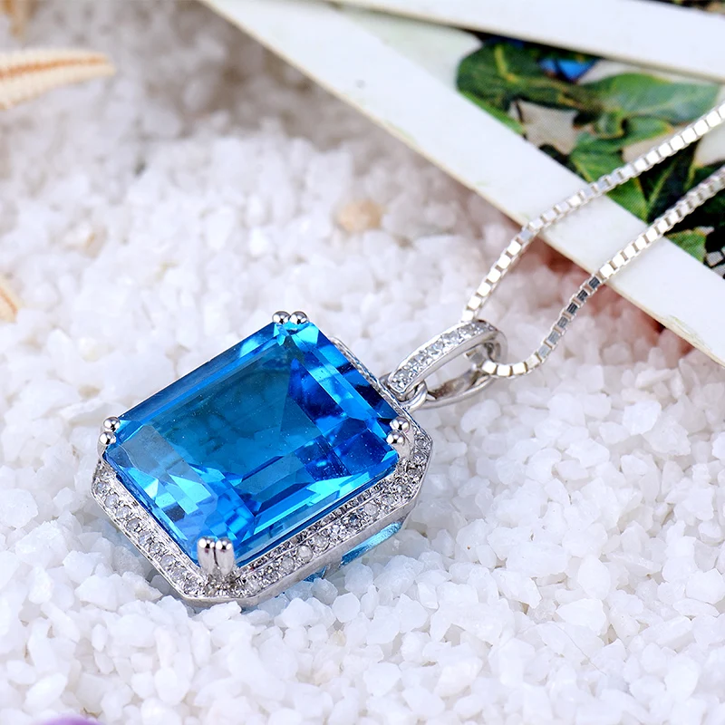 Подвеска 12x14 мм ESR15 из белого золота с изумрудной огранкой|pendant white gold|pendant goldpendant