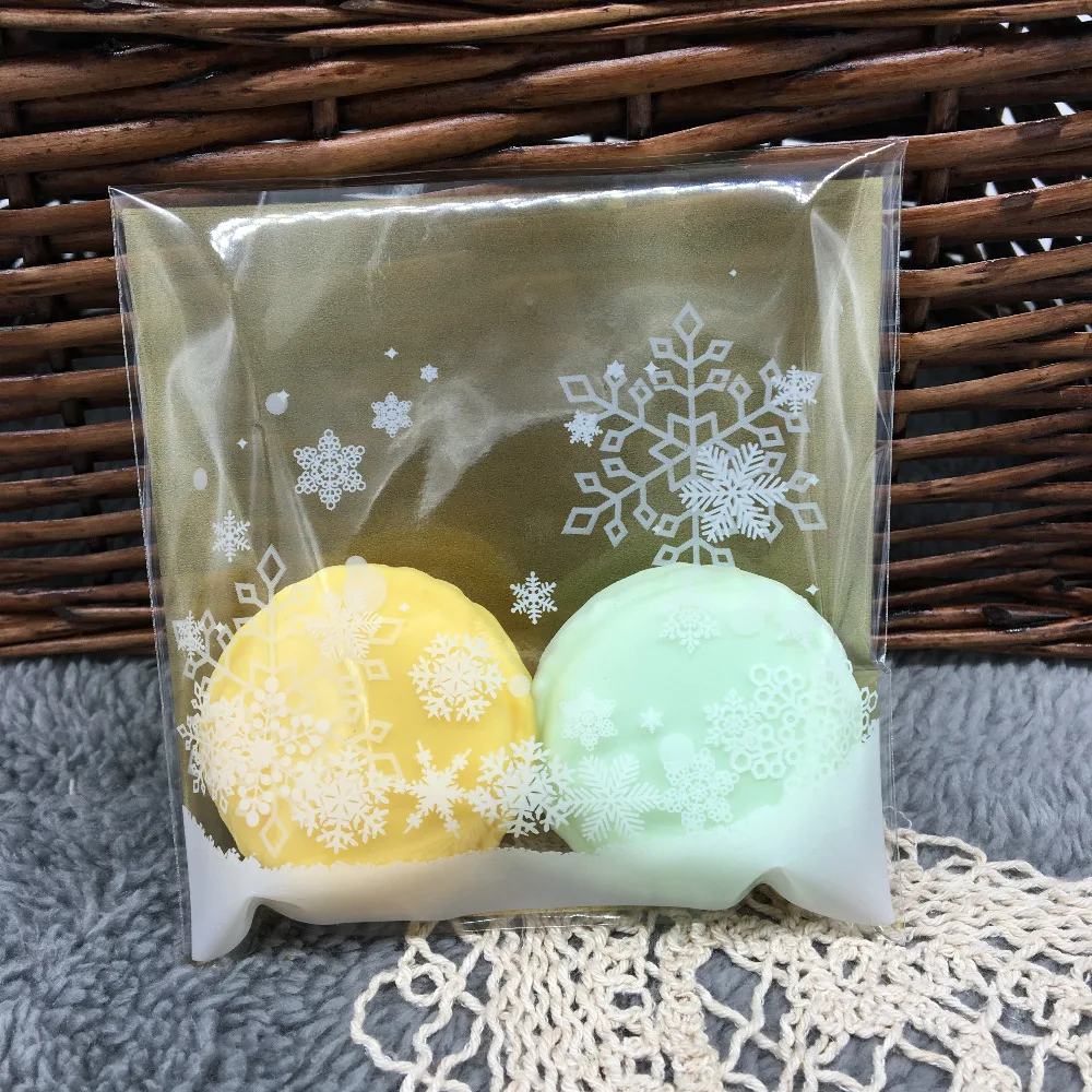 50 шт./лот пакеты для печенья золотые Рождественские снежинки Рождественская елка