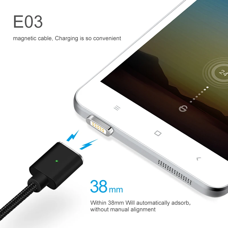 Магнитный кабель Micro USB для телефонов Android 2A 1/1.5 м черный/серый | Мобильные телефоны