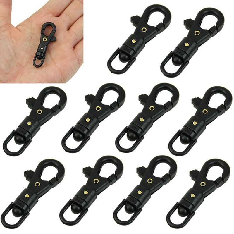 

10 Outdoor Tools PCS Black Mini Rotatable Buckle Hang Quickdraw Key Chain Outdoor Survival Carabiner EDC Tool