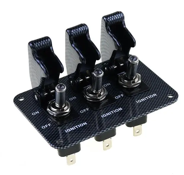 3x12 V переключатель гоночный автомобиль ВКЛ ВЫКЛ Тип самолета/углеродная крышка светодиодный тумблер управление откидной крышкой низкая цена