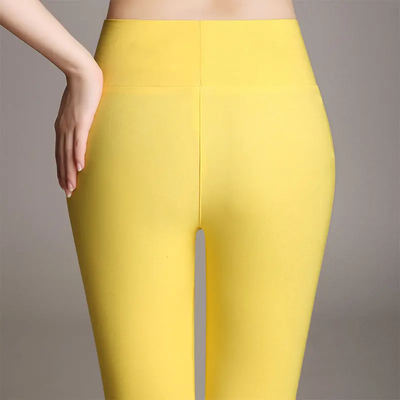 2018 летние Для женщин эластичные Высокая Талия Капри Брюки для девочек