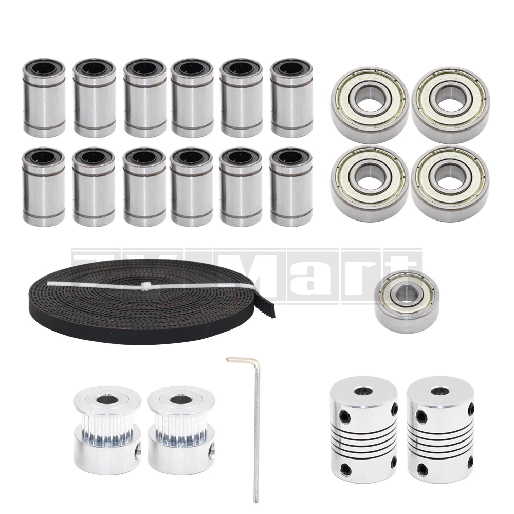 

3d printer reprap i3 movement kit GT2 belt pulley 608zz bearing lm8uu 624zz bearing &5*5 or 5*8 coupler shaft