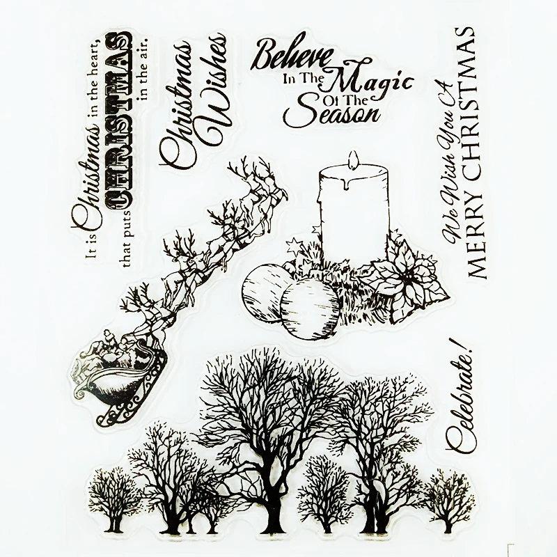 Силиконовые прозрачные штампы YINISE для скрапбукинга рождественской елки альбом