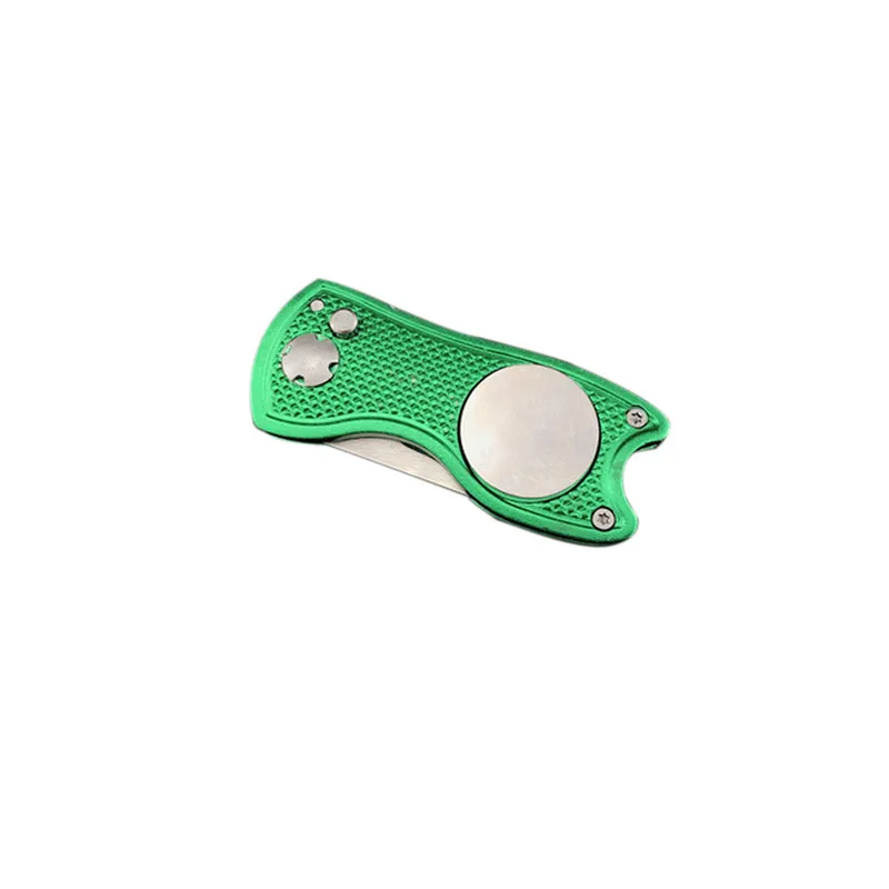 green Нержавеющая сталь, для гольфа Divot Repair Switchblade инструмент шаг паз очиститель Магнитная вилка для гольфа установка зеленая вилка обучение - Цвет: green