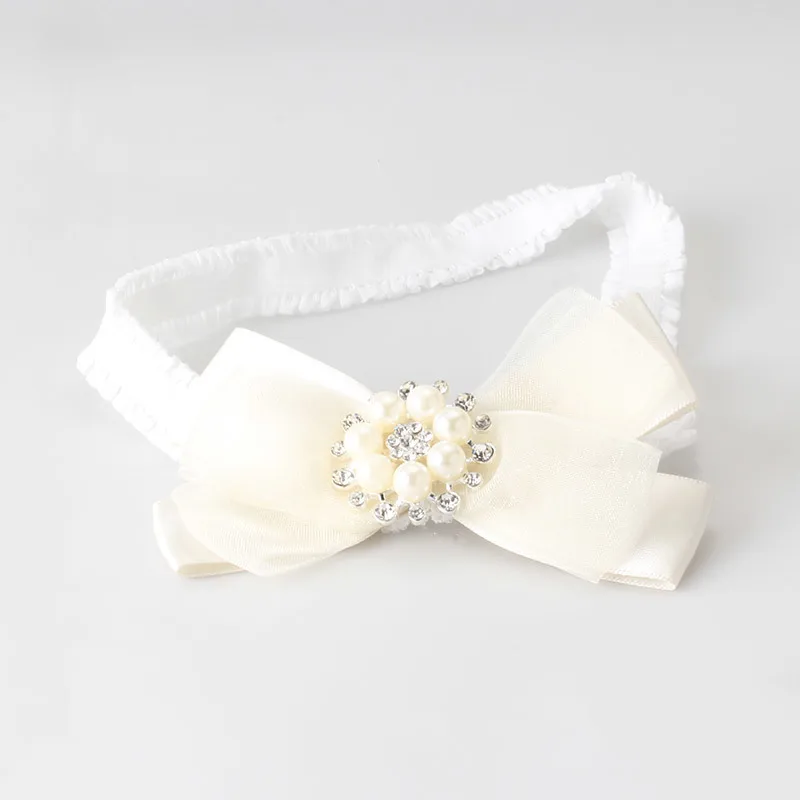 M MISM/Лидер продаж Новинка Детская повязка на голову с кружевным бантом и стразами